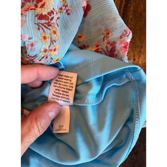 Lauren Conrad Floral Fairy Cottage Core Women 2XL Blue Loose Beach Spring Easter - Picture 9 of 9